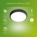 Plafonnier extrieur philips doris - 6w - 4000k - ip54 - noir