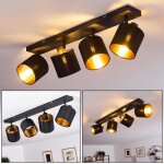 Plafonnier - hofstein - alsen - m�tal et tissu noir & or - 4 spots rotatifs - compatible led