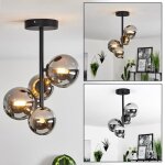 Plafonnier - hofstein - isorella - m�tal / verre - noir / chrome - vintage - 4 x g9 led