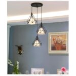 Plafonnier industrielle en cage carr mtal fer e27 retro lustre suspension luminaire pour salon cuisine ...
