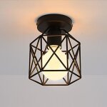 Plafonnier industrielle cage carr en mtal fer retro lustre suspension luminaire pour couloirentrealle ...