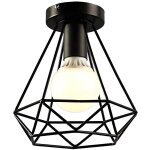 Plafonnier industrielle en mtal fer cage diamant retro lustre suspension luminaire pour couloirentrealle ...