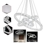 Plafonnier led cristal design moderne lustre suspension trois anneaux - uisebrt - blanc - 72w Plafonnier led cristal design moderne lustre suspension trois anneaux - uisebrt - blanc - 72w