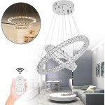 Plafonnier led design cristal moderne lustre rglable en hauteur pendentif lampe deux anneaux - uisebrt ...