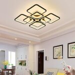 Plafonnier led ganeed - moderne � intensit� variable en acrylique - 8 rectangles - t�l�commande - noir ...