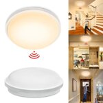 Plafonnier led - lars360 - modle rond - 15w - dtecteur de mouvement - blanc chaud