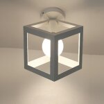 Plafonnier luminaire r�tro m�tal vintage fer cage blanc cube industriel m�tal pour salon cuisine chambre ...