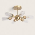 Plafonnier mtal et verre 6 spots iraide dor