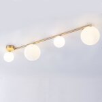Plafonnier mtal et verre moonlight brass 4 spots blanc