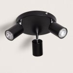 Plafonnier orientable rond mtal 3 spots albus black noir