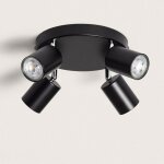 Plafonnier orientable rond mtal 4 spots albus black noir