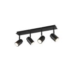 Plafonnier salle de bain - trio lighting - 4xgu10 5w - noir mat - ip44 - design contemporain