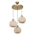 Plafonnier suspension luminaire cr�me - or d40x75cm 2