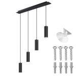 Plafonnier - tectake - luminaire lumea 4 lampes gu10 40 w c�bles r�glables en longueur style industriel ...