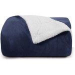 Plaid couverture polaire sherpa flanelle couverture lit 2 personnes 150x200 bleu marine r�versible plaid ...