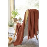 Plaid - gaia - terracotta - 130 x 160 cm - 100% coton - doux et souple