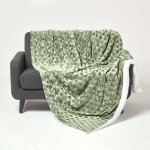 Plaid - homescapes - vert sauge - polaire - r�versible sherpa