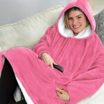 Plaid polaire rose avec manches et capuche - onever - sweat  capuche - rectangulaire - classique - intemporel ...