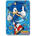 Couverture - sonic - plaid polaire bleu - 100 x 140 cm - lavable en machine - anti - peluche