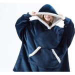 Plaid pull geant pilou bleu marine
