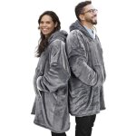 Plaid pull sweat  manche et capuche avec poche ? taille unique 118 x 85 cm adulte homme et femme - intrieur ...