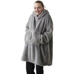 Plaid pull sweat  manche et capuche avec poche ? taille unique - adulte mixte - intrieur sherpa - coloris ...