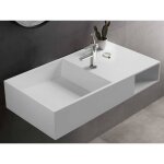 Plan vasque suspendu en solid surface avec niche - blanc - l80 x l40 x h20 cm - goyoko