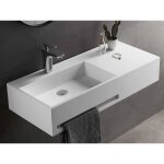 Plan vasque suspendu en solid surface avec porte serviettes - blanc - l90 x l40 x h17 cm - gandaki