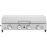 Plancha � gaz en inox avec 4 bruleurs et couvercle fasto - 10 kw - gris