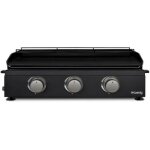 Plancha gaz - hkoenig - 3 br�leurs - surface de cuisson en fonte �maill�e - utilisation ext�rieure