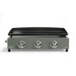 Plancha gaz - livoo - doc324 - 67 x 47 x 24 cm - 3 br�leurs - vert / noir