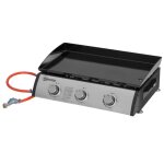 Plancha gaz - outsunny - acier inox 3 br�leurs 9 kw antiadh�sive grande surface gril cuisine - inox - ...