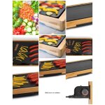 Plancha grill �lectrique en aluminium et bambou 2200 w grande surface de cuisson antiadh�sive