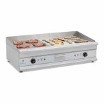 Plancha grill lectrique double - royal catering - rcg 100g - grande surface de cuisson - 2 x 3 200w ...
