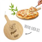 Planche a pizza personnalise 100% bambou - plat a pizza gravure sur bois pour prnoms logo citation? ...