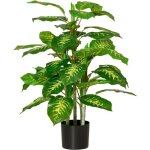 Homcom - plante artificielle calathea - pe - 17x17x95cm - vert