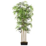 Plante artificielle - fydun - bambou 500 feuilles - 80 cm - vert - pot rectangulaire en plastique