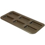 Plaque 6 financiers - gobel - 38x18cm - acier anti - adh�rent - marron