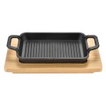 Plaque de barbecue - td� - carr�e - fonte - universelle - avec socle en bois