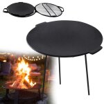 Plaque de barbecue - xmtech - modle rond 45 cm - fonte - sac de transport - poignes intgres