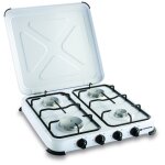 Plaque de cuisson gaz portable 4 feux 4650 w blanc laqu kemper
