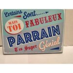 Plaque decorative pastel bois 15x10cm parrain
