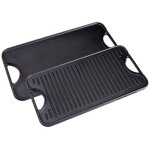 Plaque � griller en fonte �maill�e grille r�versible 50x35cm pour feu sans ptfe victoria 34184 noir