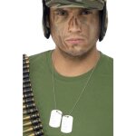 Plaque didentit arme - smiffys - accessoire - collier avec deux plaques didentit mtallises