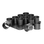 Plaque ptisserie 12 mini moules ronds amovibles 38 x 30 cm zenker black metallic