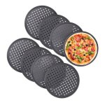 Plaque pizza lot de 8 ronde perfore antiadhsive tartes flambes en acier moule ? 32 cm anthracite