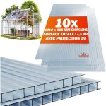 Gardebruk� 10x plaques de polycarbonate creux 6mm 121x605cm d�coupe 73m� r�sistant uv double paroi serre ...