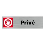 Plaque de porte priv adhsif aspect aluminium bross