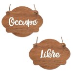 Plaque de porte en bois - signaletique. biz france - panneau ouvert ferm - bois fonc