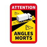 Plaque rectangle stickers autocollant attention angles morts poids lourds - a lunit�